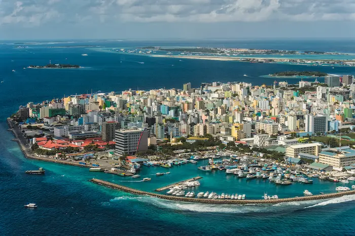 vue aérienne sur la capitale des Maldives 