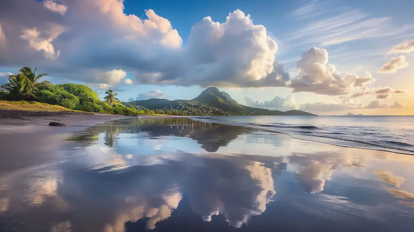 plage de la Martinique pendant un coucher de soleil