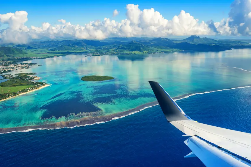 Trajet en avion entre la Réunion et l'Île Maurice